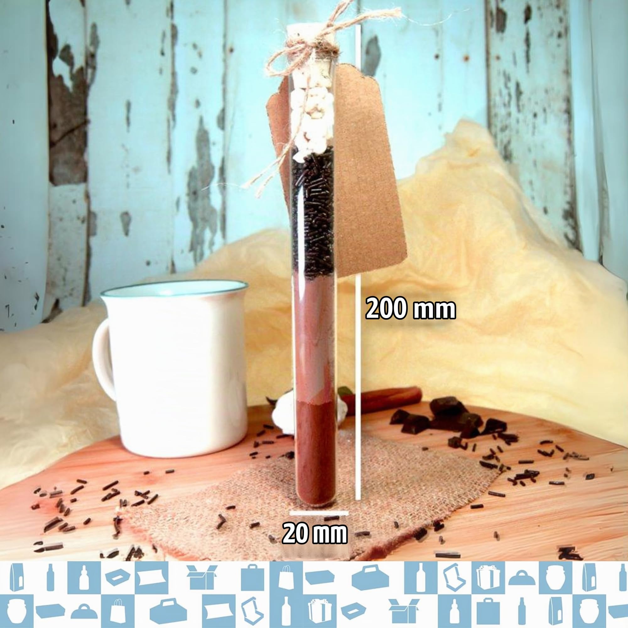 Lot de 20 Tubes à Essai en Verre 45 ml avec Bouchon en Liège – Contenants pour Dragées, Bonbons, Fleurs et Épices | Souvenirs de Mariage | Espirito Rebelde