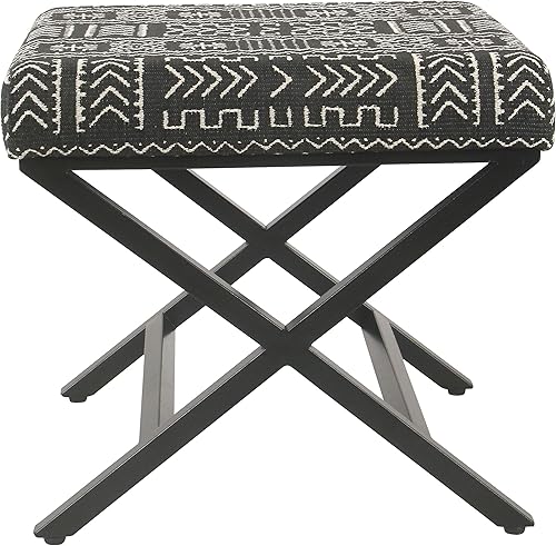 HomePop Decoración del hogar  Otomana cuadrada moderna con base en X de metal  Otomana para sala de estar y dormitorio  Muebles decorativos para el