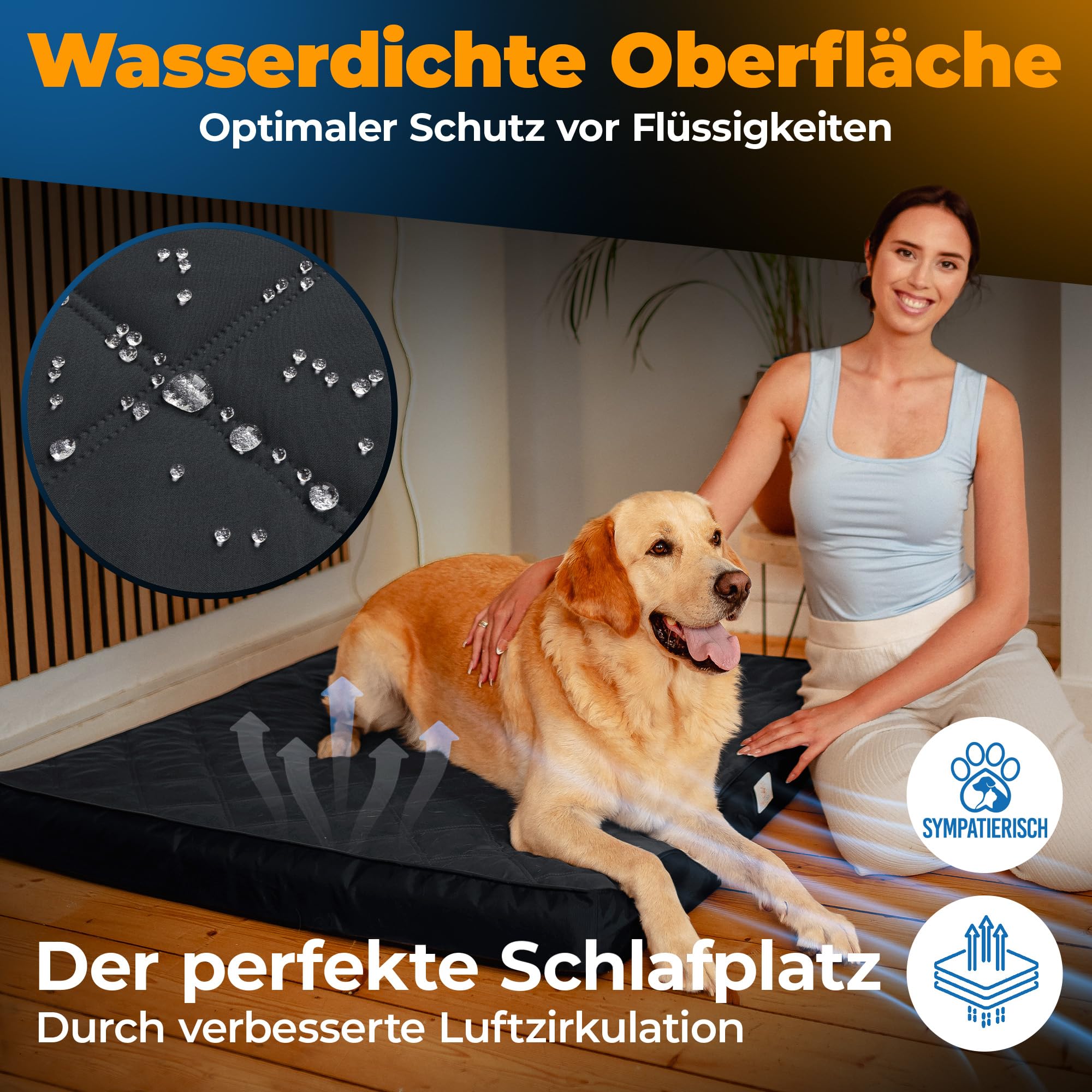 Cama ortopédica para perros resistente al agua – La nueva alfombra favorita para perros de tu nariz de pelo, cojín antideslizante para perros, cesta para perros, funda lavable | perros pequeños a