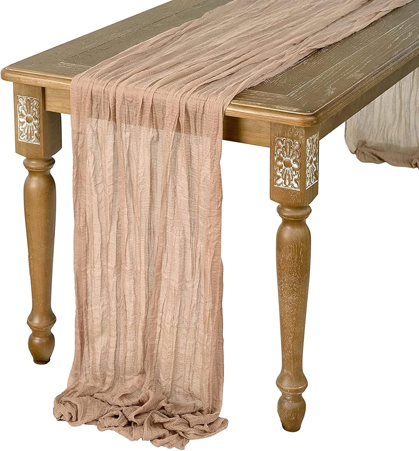 UIYIHIF 90 x 400CM Dusty Brown Cheesecloth Table Runner Bulk Long
