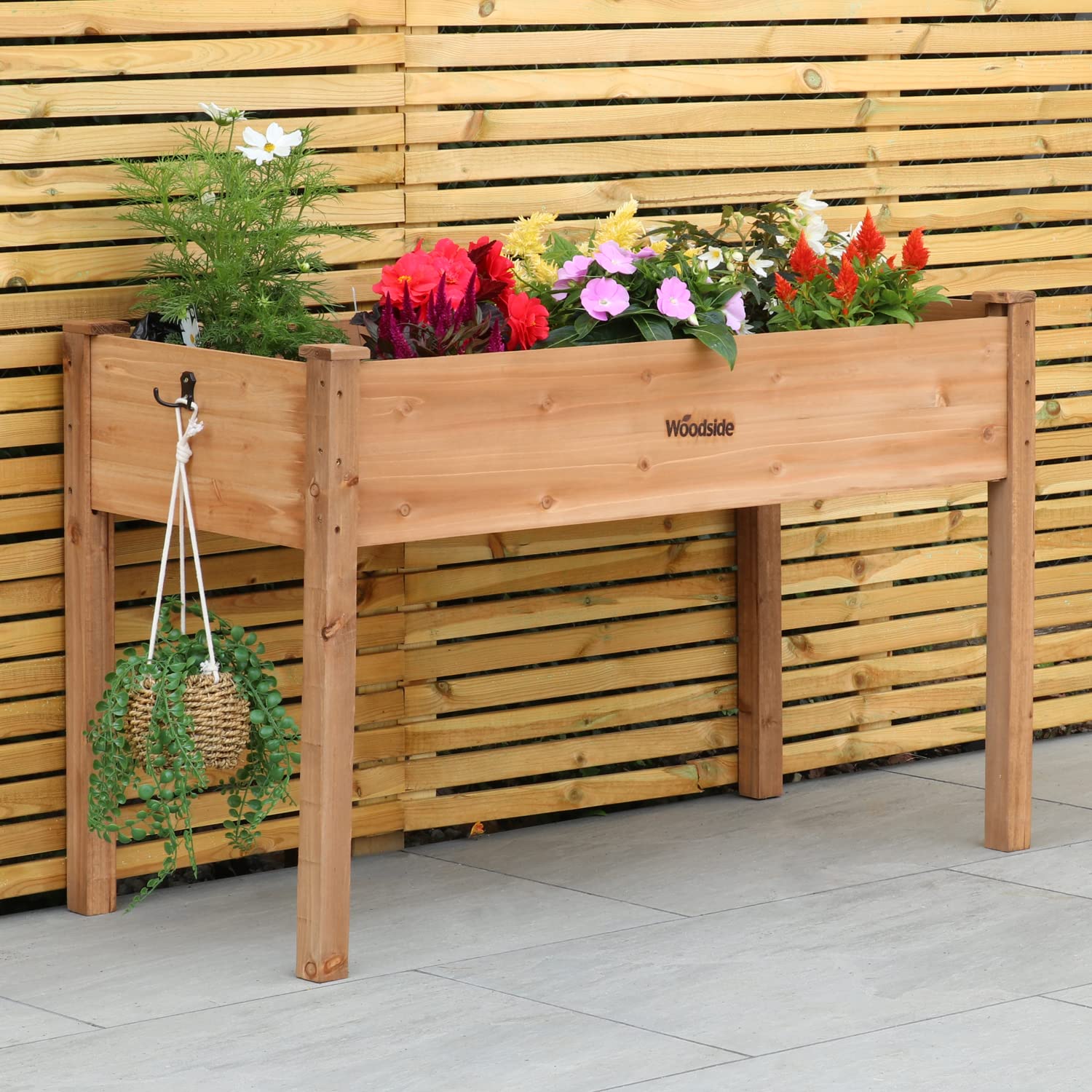 Woodside Raised Wooden Garden Bed Planter for Plants & Vegetables, Outdoor Elevated Herb Box
