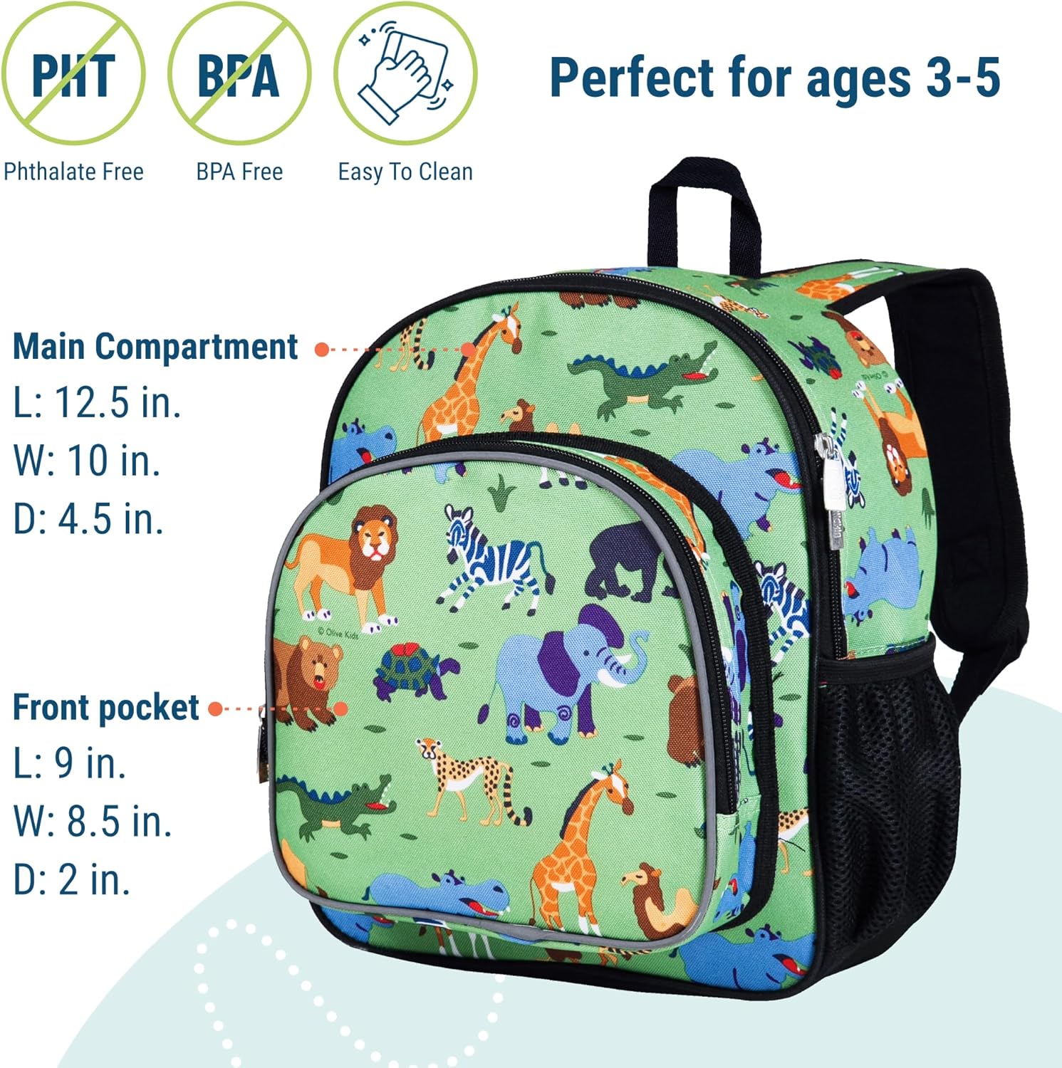 Wildkin 12-inch Kids Backpack – Padded, Adjustable, Ideal for Daycare & Travel - Wild Animals - Image 4