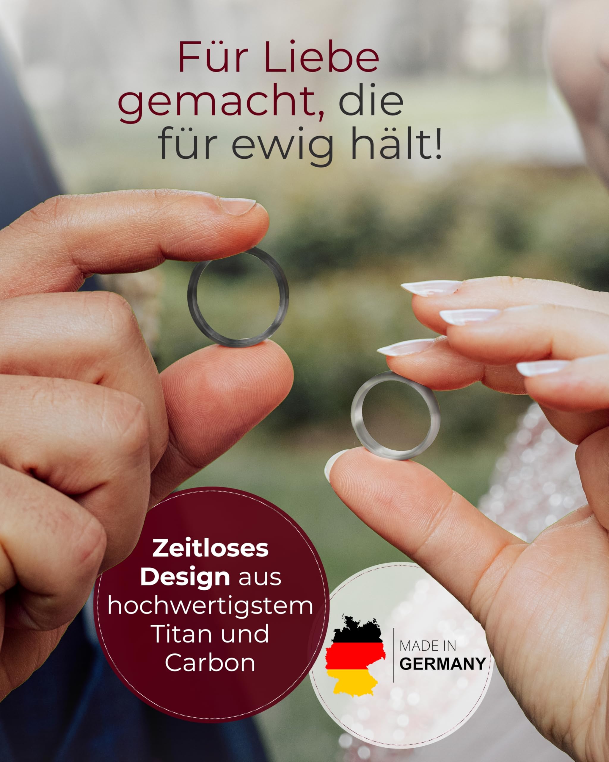 123traumringe Eheringe in Carbon & Titan I Partnerringe mit Brillant & Etui I Gravierbare Eheringe mit Ringgröße 50-70 mm I Hochwertige Verlobungsringe in 5 mm Breite & 1,7 mm Stärke I P8