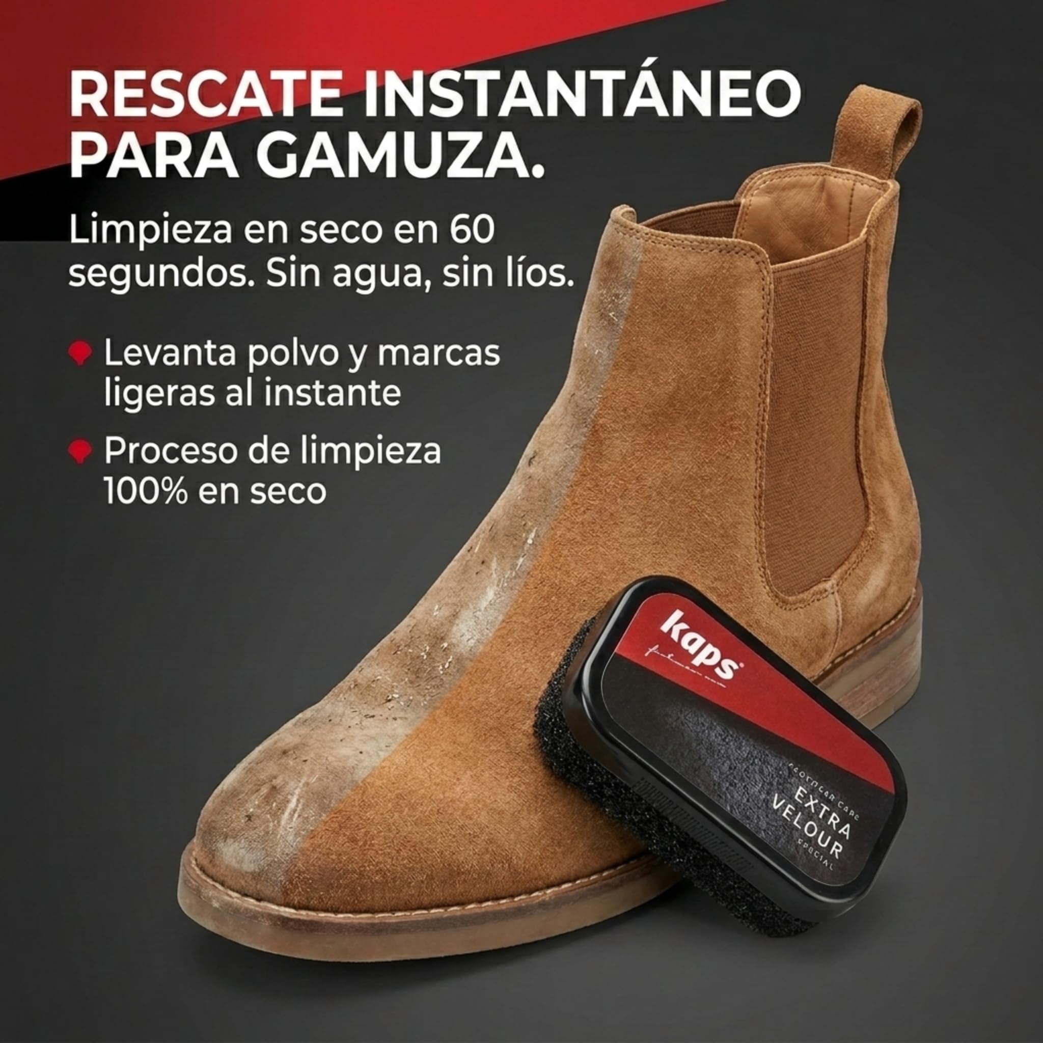 Cepillo de Esponja Premium para Zapatos de Nobuck y Ante, Extra Velour de Kaps