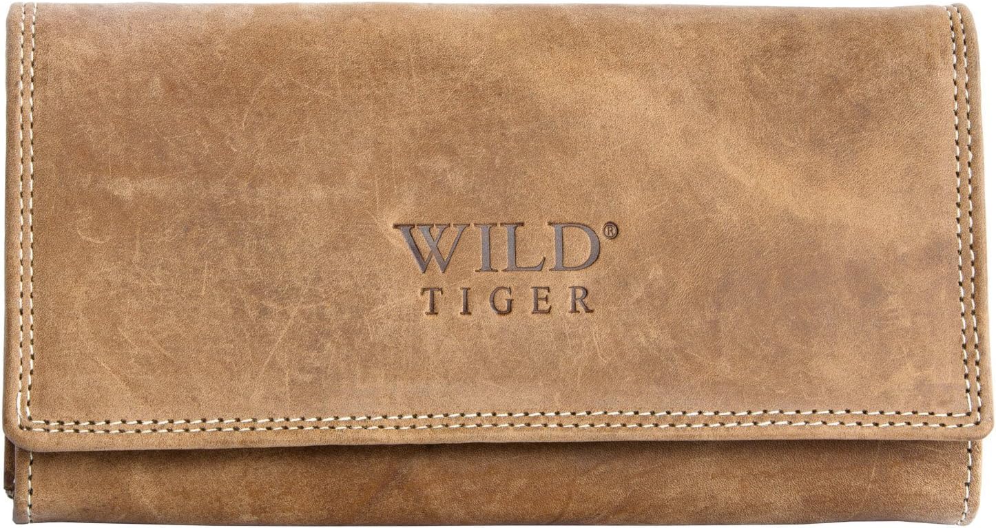 Light Brown Natural Durable Genuine Leather Wallet Wild Tiger