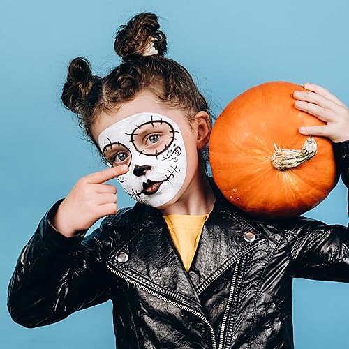 Miniatura 8 de Spooktacular Creations Juego de 2 piezas de maquillaje de Halloween para rostro y cuerpo, base de maquillaje de payaso, ojos negros, varillas