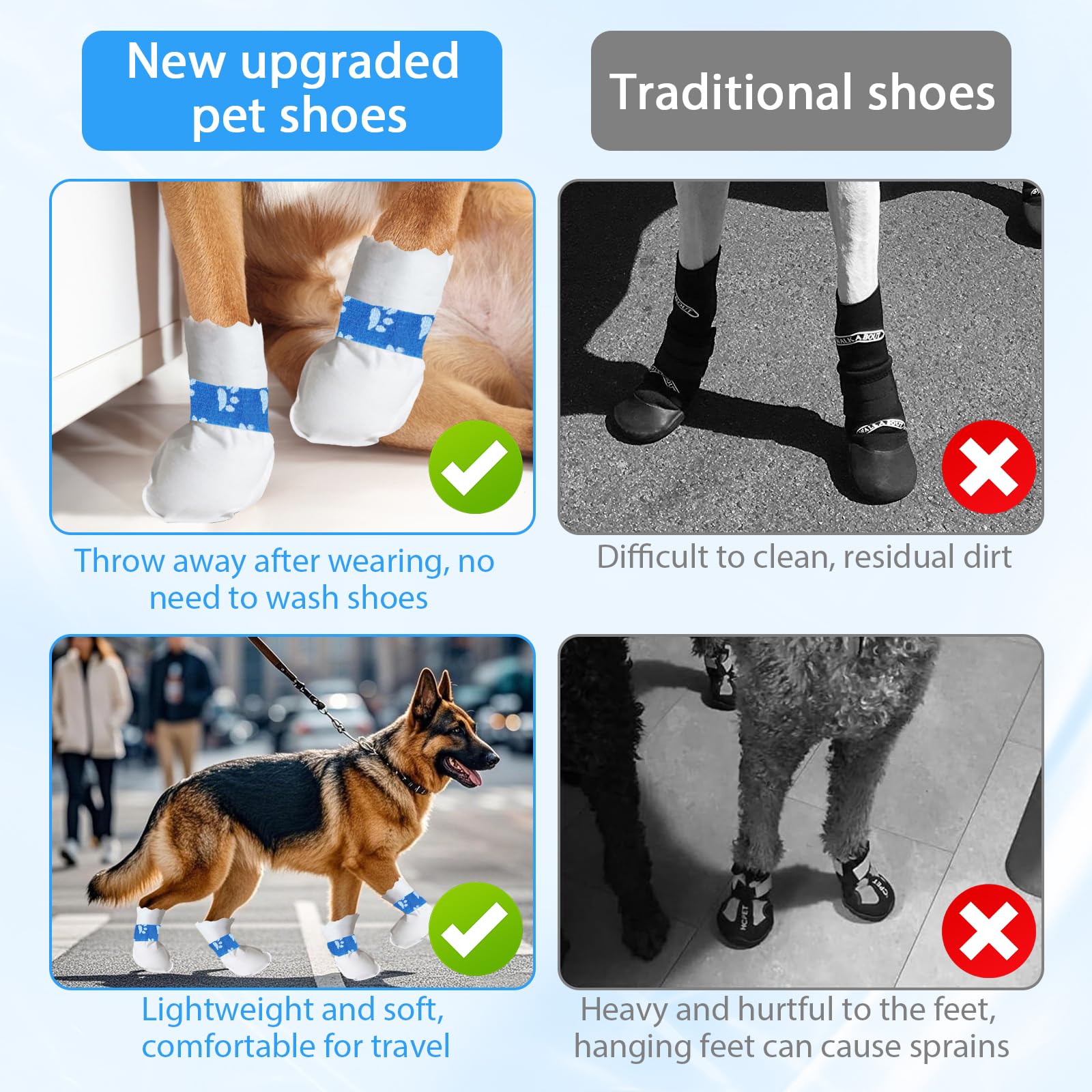 50Pcs Disposable Dog Shoes, Disposable Pet Socks with 6 Volumes Dog Paw Bandage, Lightweight Breathable - Image 3