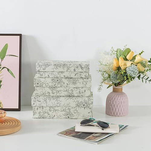 Miniatura 4 de Soul & Lane Cajas de almacenamiento decorativas con tapas, juego de 3 cajas de cartón para decoración del hogar y documentos, organizadores de