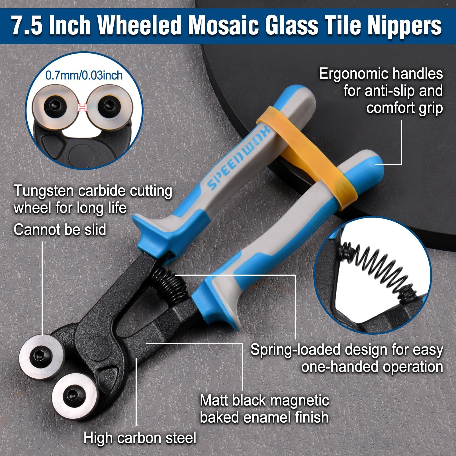 SPEEDWOX 14Pcs Premium Glass Running Breaking Pliers and Class Cutter Tools Kit Breaker Grozer Pliers Heavy Duty Glasses Cutting Tool with Rubber Tip Work Great for Stained Glasses Tiles - Image 3