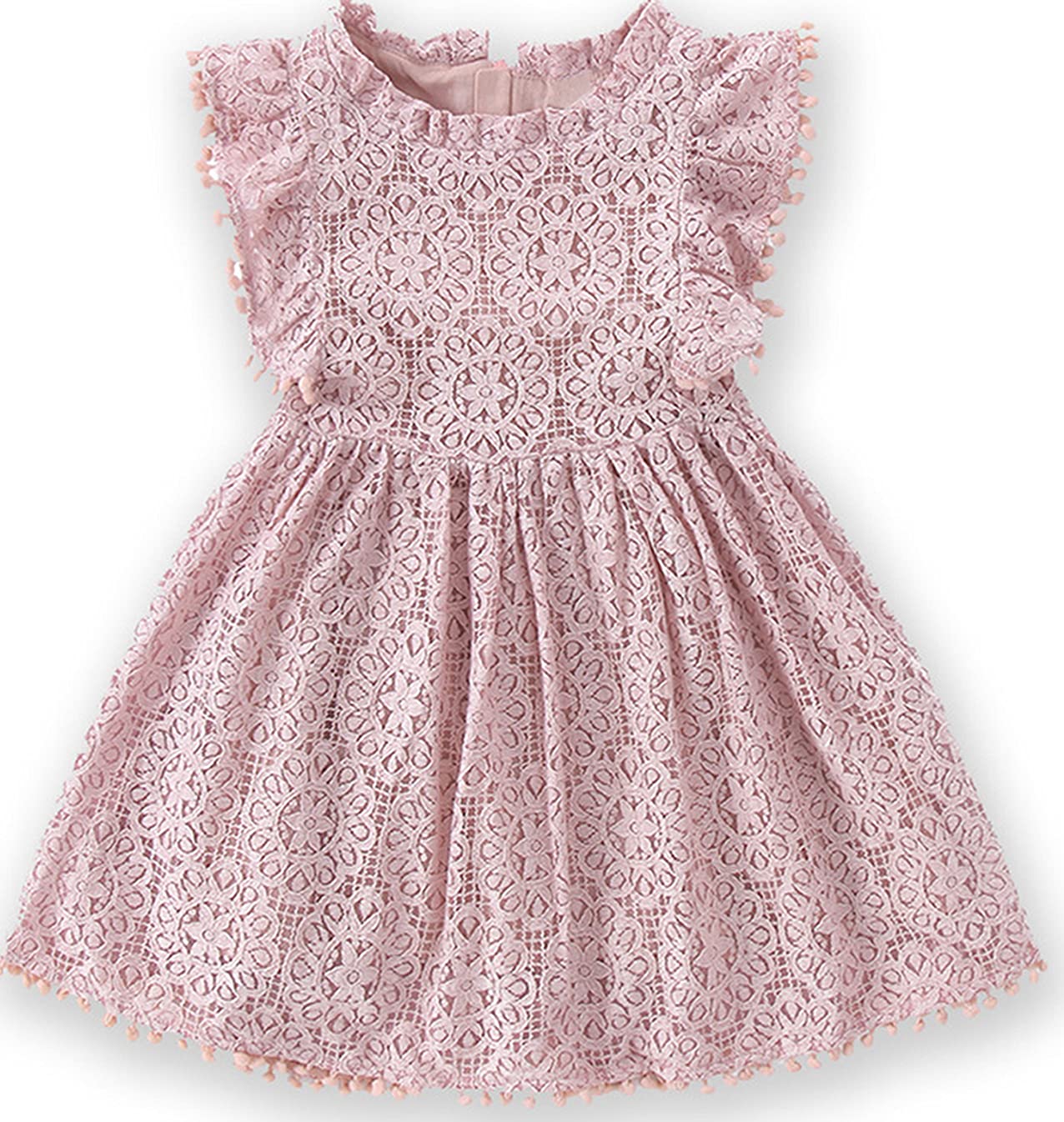 RJXDLT Toddler Girls Lace Dresses Baby Girl Elegant Dress Flutter Sleeve Lace Party Princess Dress