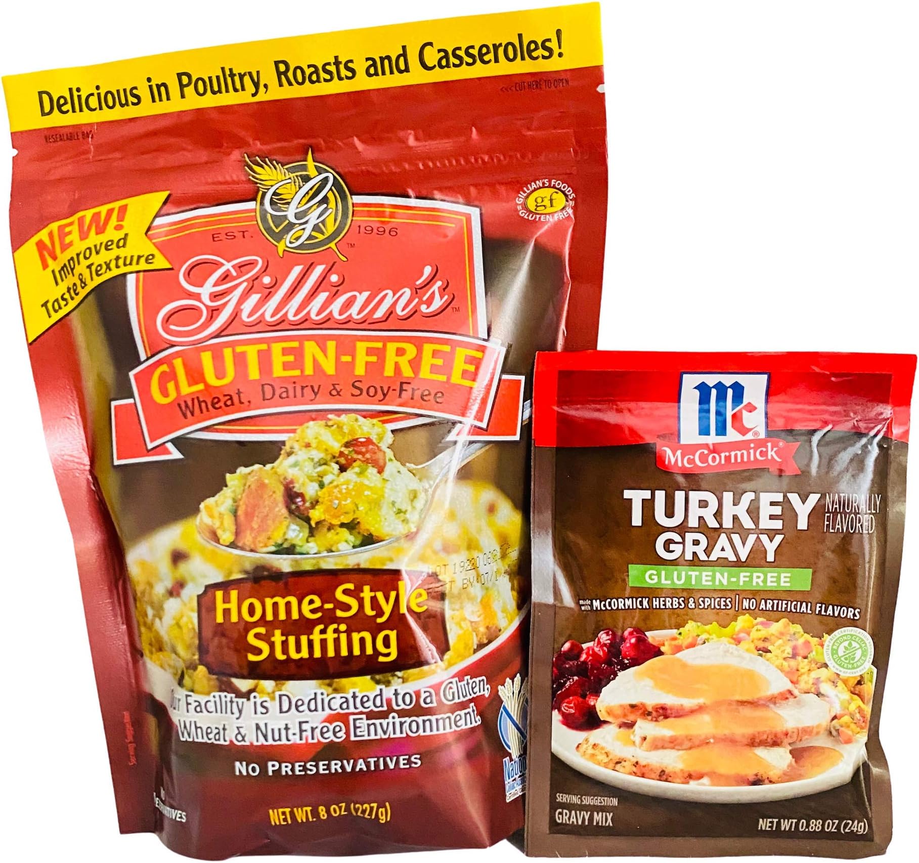 Mccormick's Gluten Free Turkey Gravy Mix with Gillian's Home Style Stuffing Mix