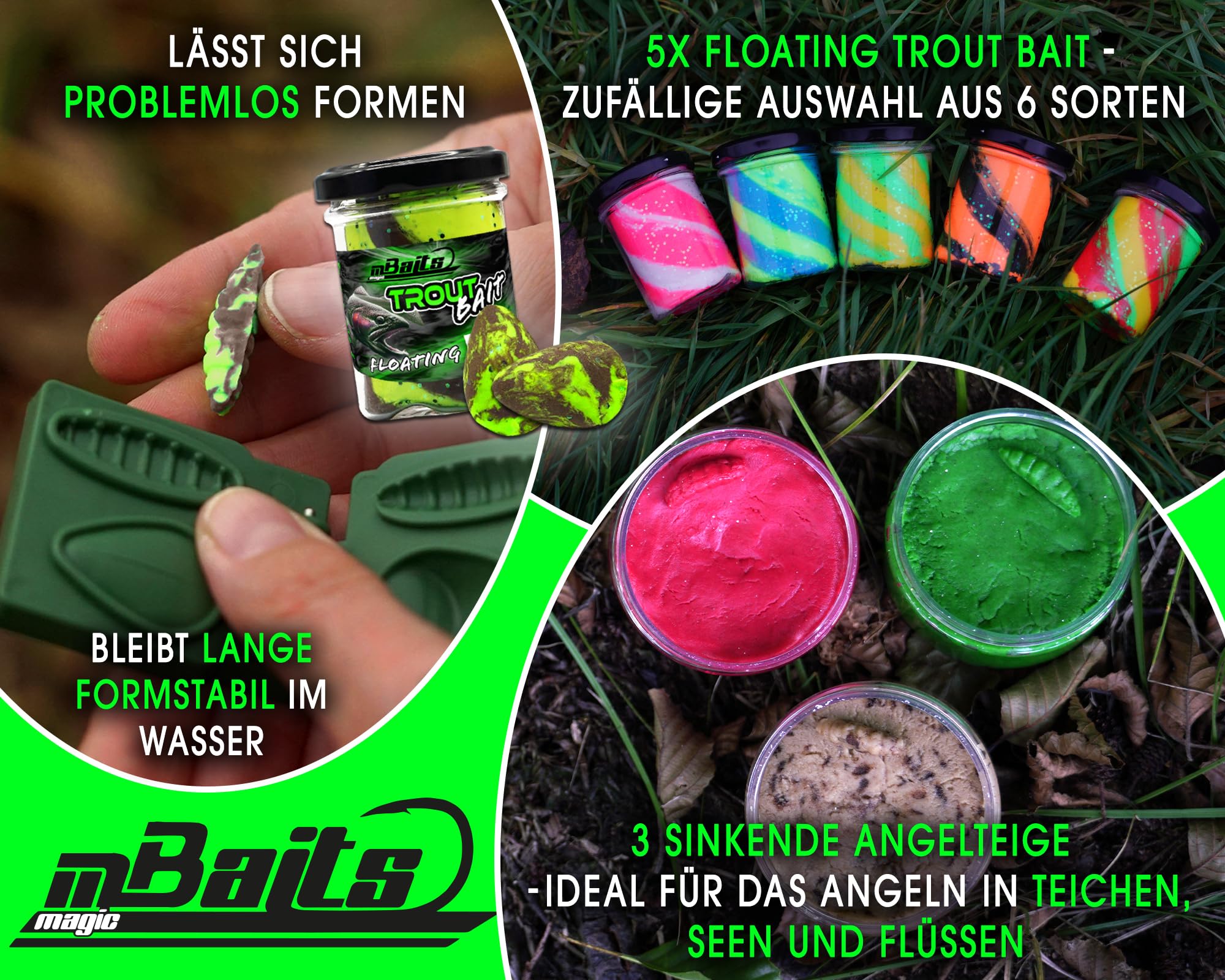 Magic Baits Bait Bundle Trout Bait All in One Forellenteig Set Vorteilspack Troutbait Sparbundle Forellenpaste Angelteig schwimmend sinkend