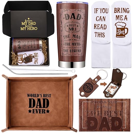 Gifts for Dad, Dad Christmas Gifts from Daughter Son,Presents for Dad Men Father-in-law, Father Birthday Gifts Ideas,Xmas Stocking Stuffer Gift Baskets, Best Dad Ever Gifts Set with Tumbler Keychain