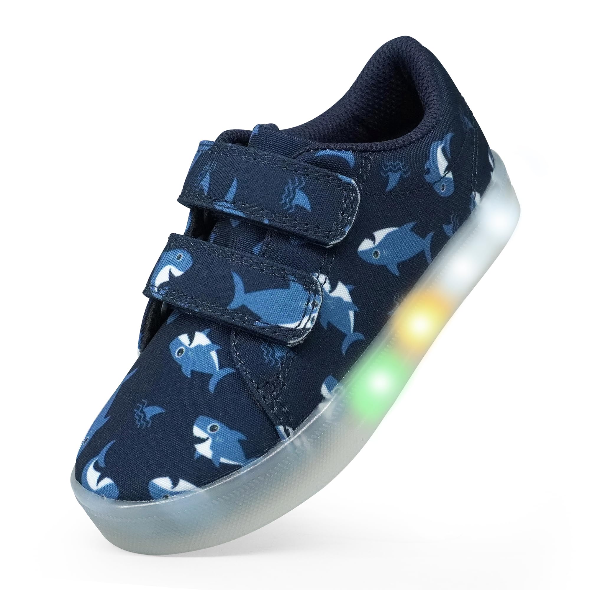 YESKIS Boys Girls Light Up Shoes Vivaki LED Canvas Cartoon Casual Sneakers for Toddler Little Kid Size 5-12