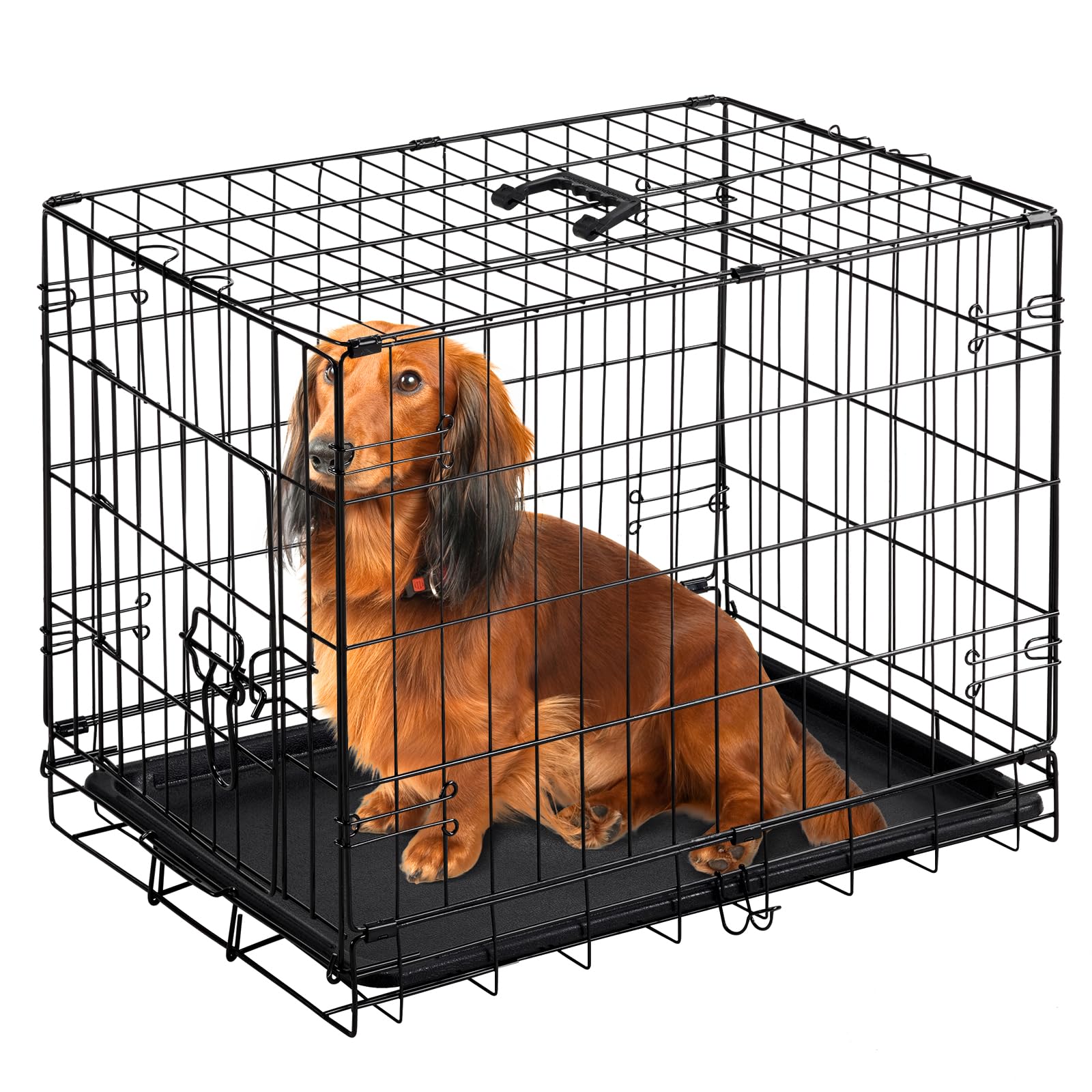 Photo 1 of **MISSING TRAY***DUMOS Dog Crate, 30 Inch Medium Single Door Dog Cage with Plastic Leak-Proof Pan Tray, Folding Metal Wire Pet Kennel for Indoor, Outdoor, Travel