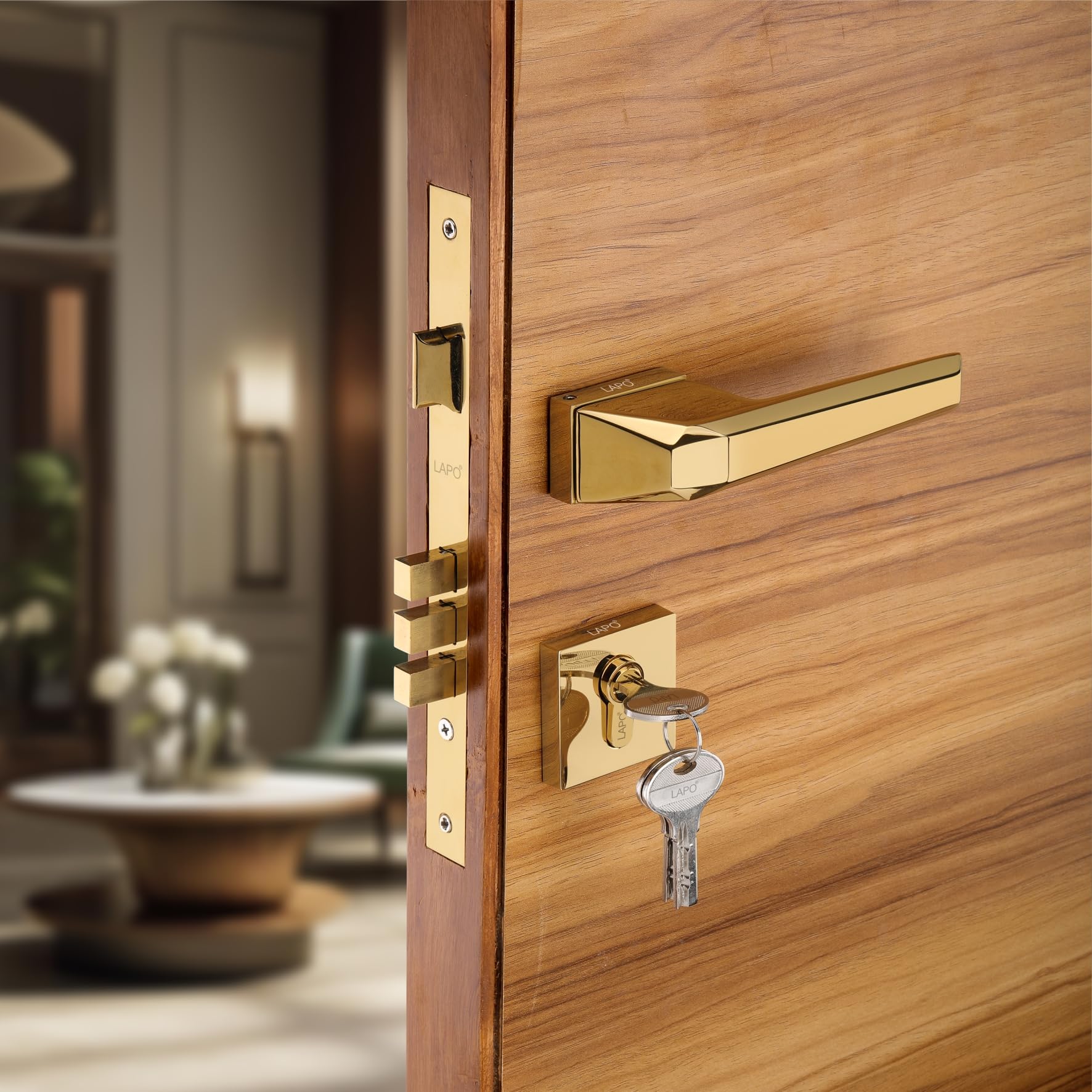 LAPO Mortise Lock - Secure Black Door Handle Set -13