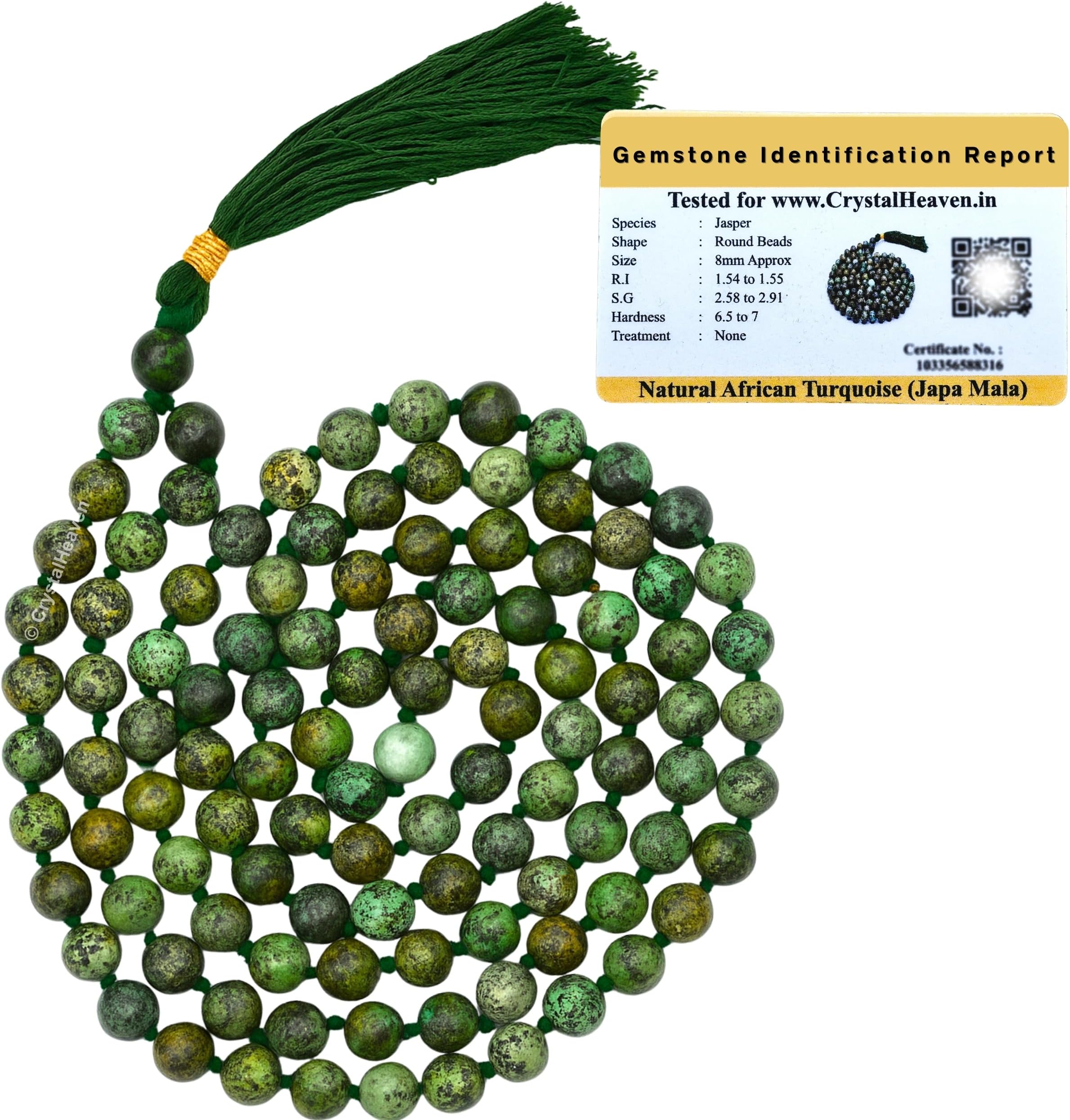 Crystal Japa Mala - 108 Beads Buddhist Prayer Beads - AAA Grade Original Healing Gemstone Agate Mala for Yoga Meditation Spiritual Reiki Feng Shui