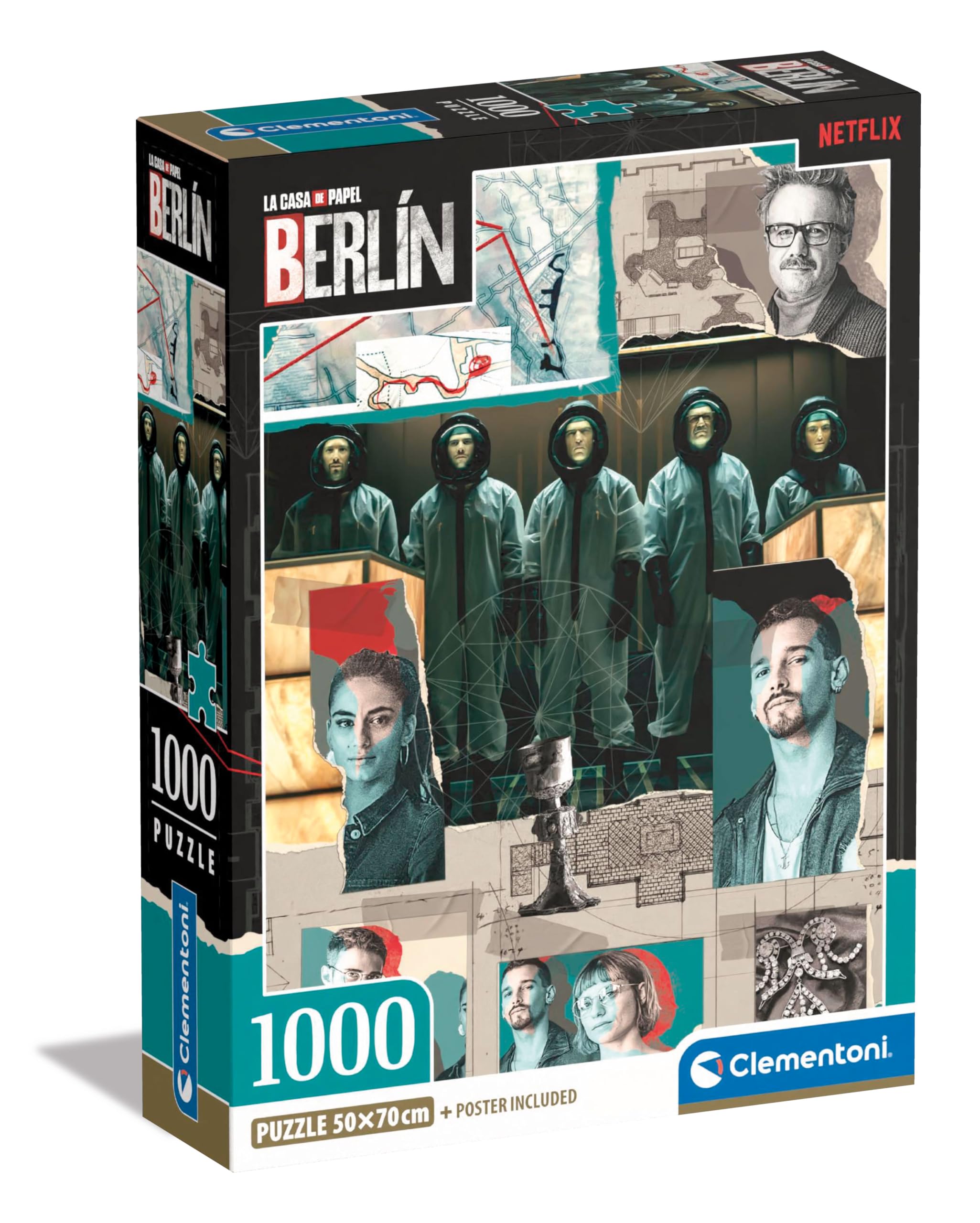 Clementoni Jigsaw Puzzle Berlin 1000 Pieces - Puzzle For Adults 14-99 Years, Poster Included, Gift For Men/Women, Netflix Series La Casa De Papel/Money Heist, Made In Italy, 39848