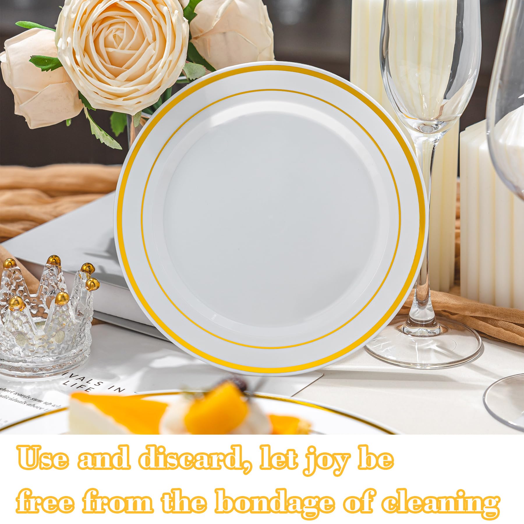 Gold Rim Disposable Plates - 100 Pack -4