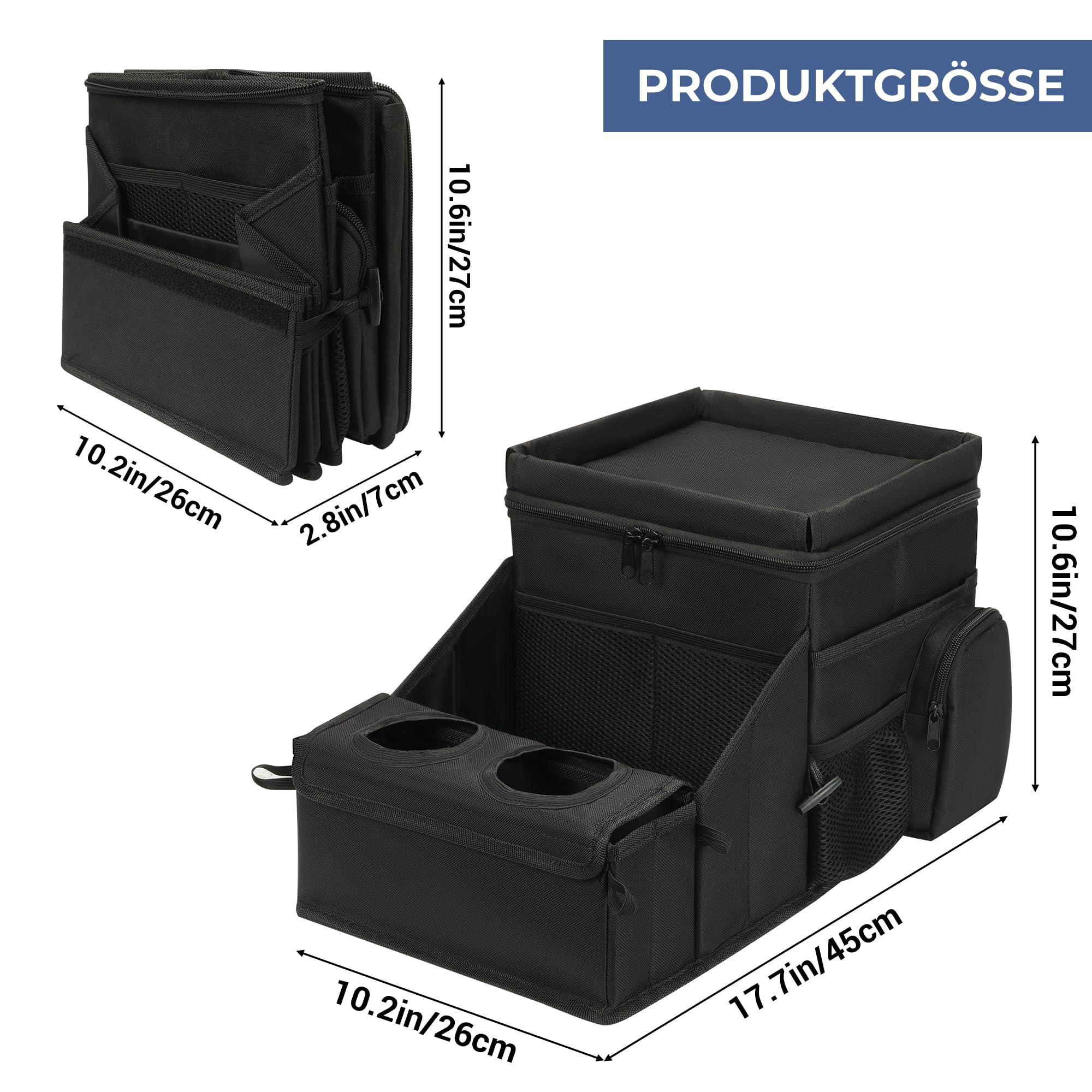 INFANZIA Autositz Organizer, Beifahrersitz Organizer Kinder mit ​​Thermotaschen​, Kofferraum Organizer für Vorderen Rücksitz mit Getränkehalter und Autoaufbewahrung für Spielzeug, Bücher, Snacks