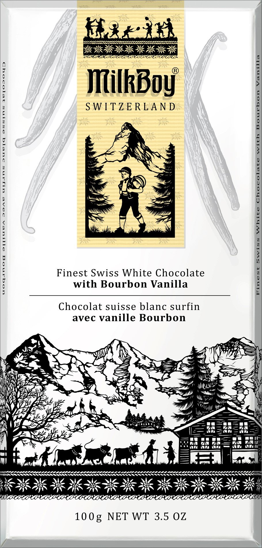 Milkboy Swiss Chocolate White Chocolate with Bourbon Vanilla, 3.5 Ounce (Pack of 10)
