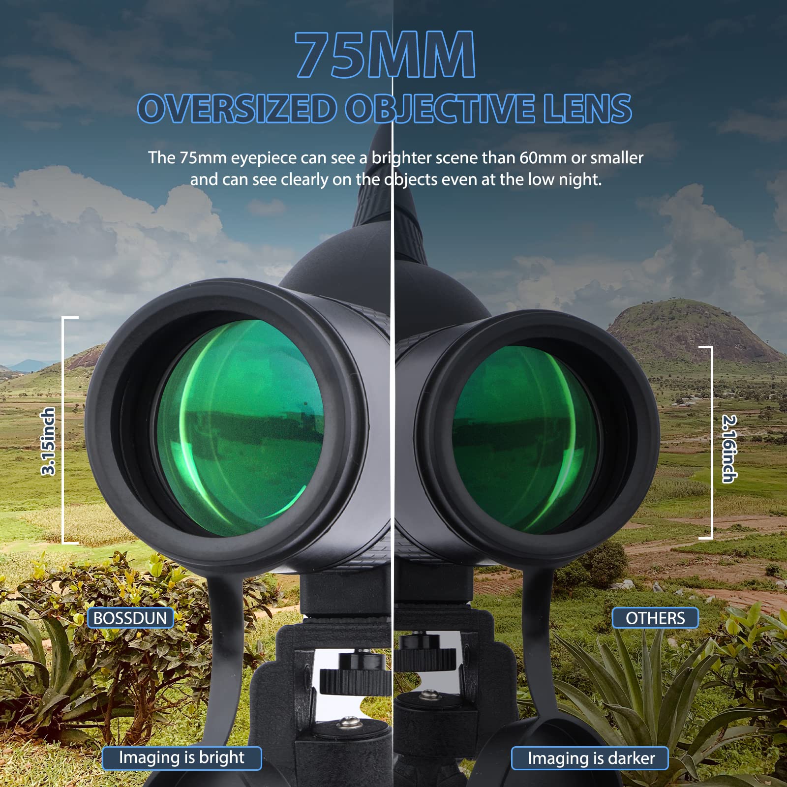 Telescopio Terrestre 12-36x50 HD con Trípode, Bolsa de Transporte y Adaptador de Teléfono Inteligente para Observación de Aves, Observación de Estrellas, Tiro con Arco, Paisaje de Vida Silvestre