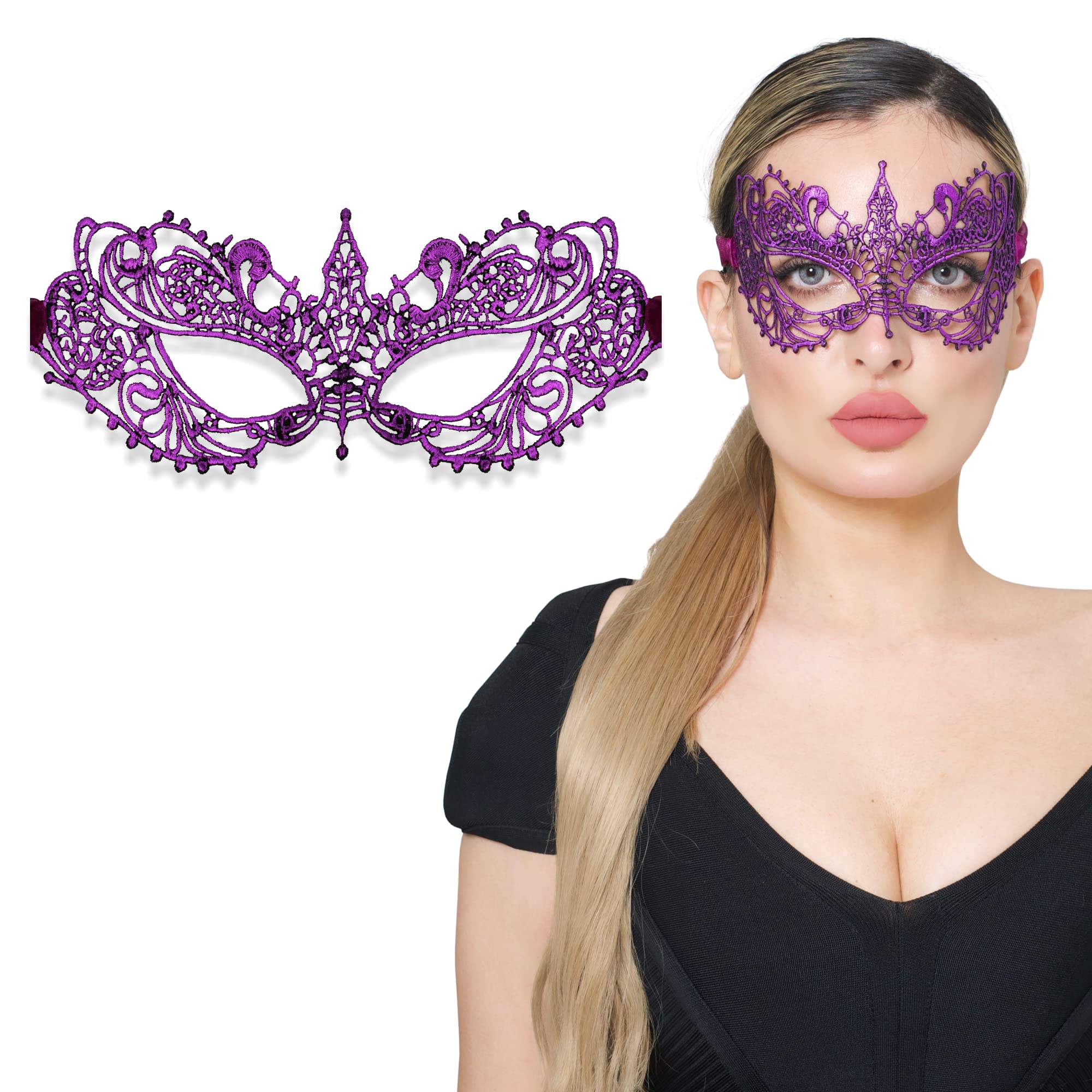 Masquerade Mask For Women Lace Masquerade Masks for Masquerade Party, Ana Purple, One Size