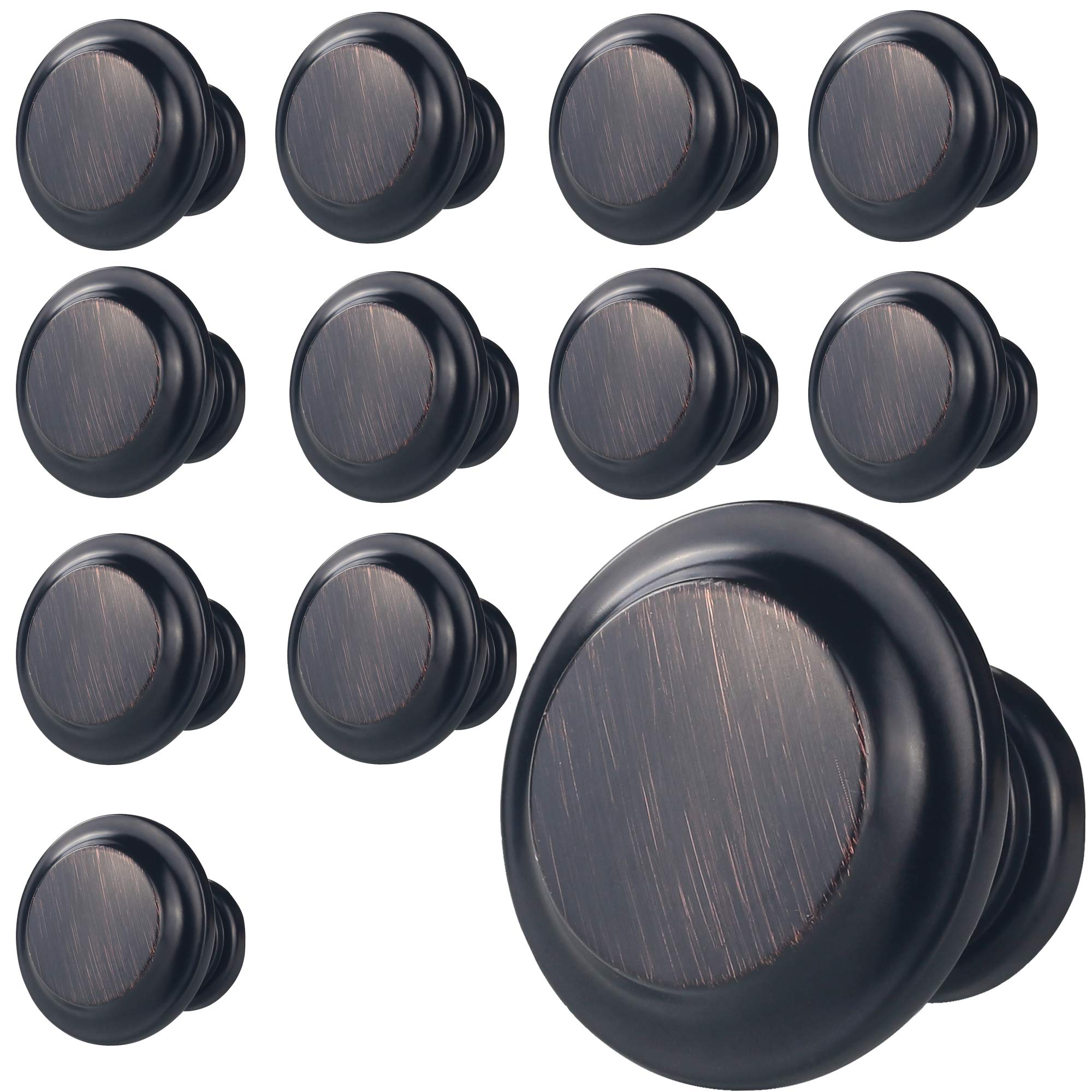WELLOCKSCabinet Knob 12 Pack Oil Rubbed Bronze Wire Heavy Duty Drawer Pulls 1.37” Diameter Zinc Alloy Cabinet Hardware for Office Home Improvement Refresh(D050)