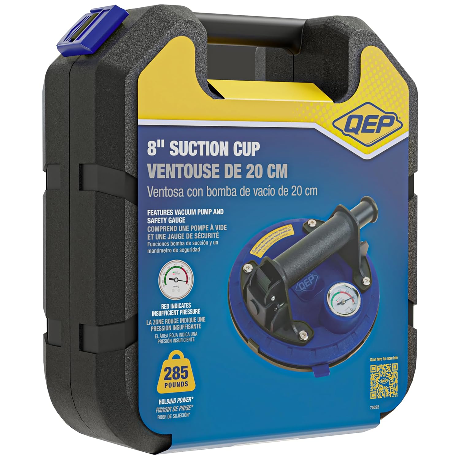 QEP 75022 Vacuum Pump Suction Cup, 8" - Blue 285 Lb. Lifting Capacity