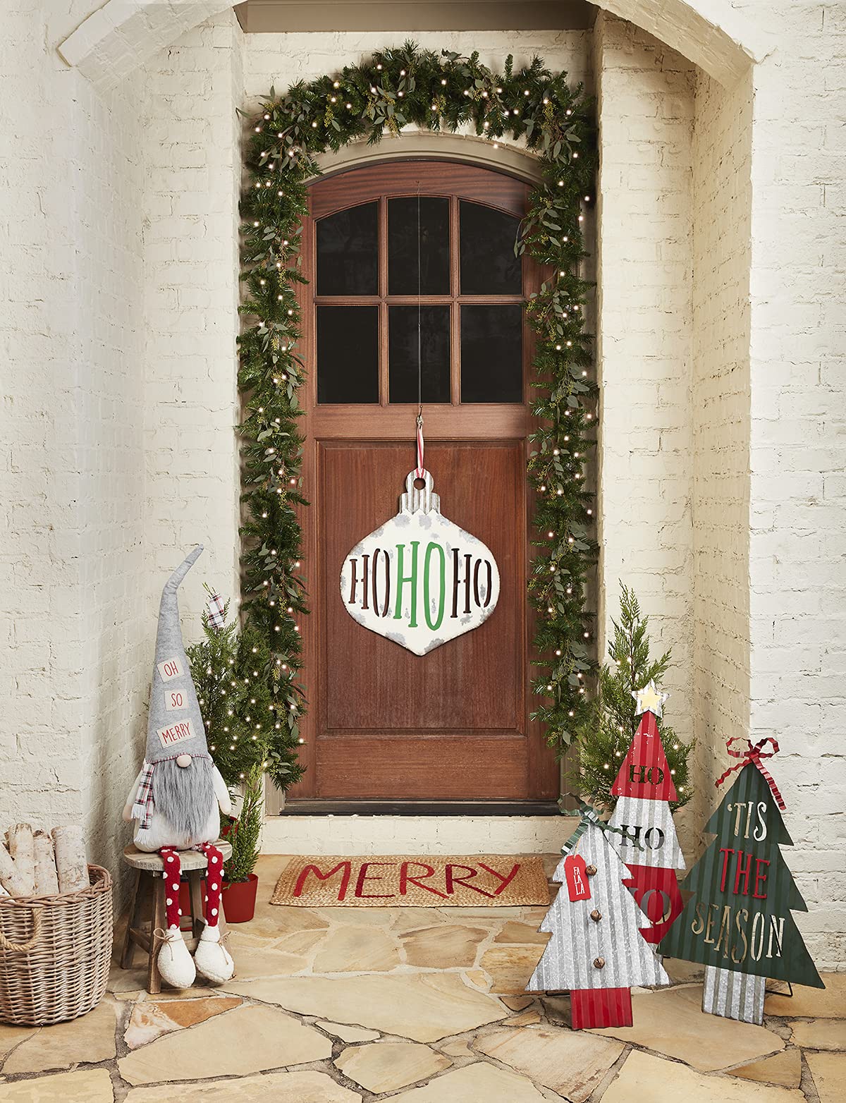 Mud Pie Christmas Ornament Door Hanger, Ho Ho Ho, White 29