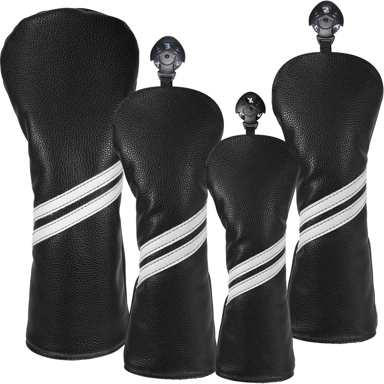 Golf Club Head Covers - 4pcs or 1pc Golf Accessories Club Covers Set for Woods and Driver Fairway Hybrids with Interchangeable Tags