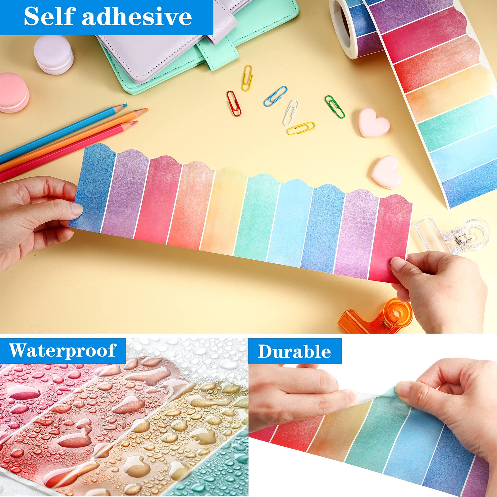 Watercolor Bulletin Board Border Trim Self Adhesive Border Colorful