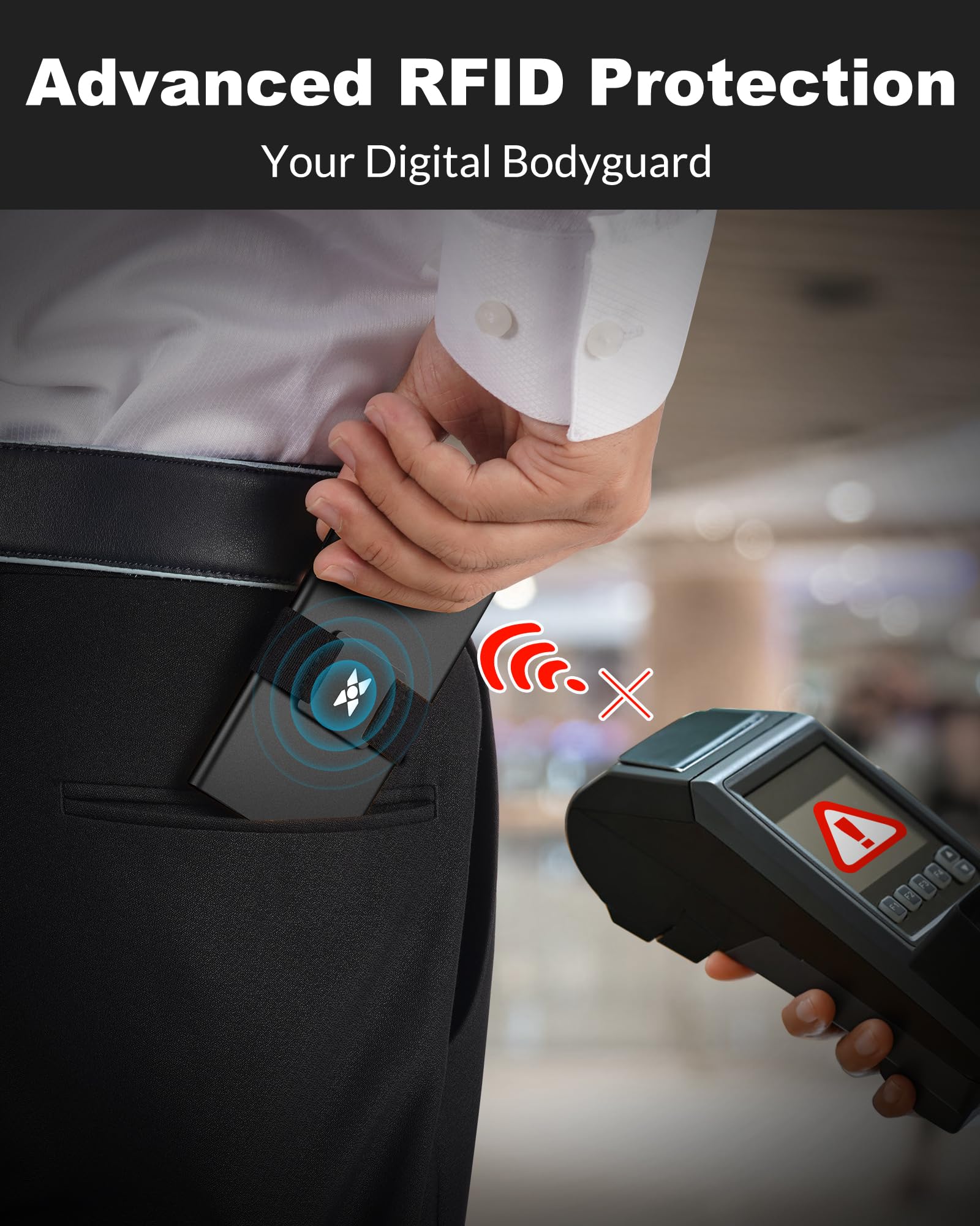 HYTREIX Wallet for Men-RFID Blocking Slim Card Holder,Pop-Up Men's Metal Wallet with Expandable Back|Holds 12+Card Slots and Cash