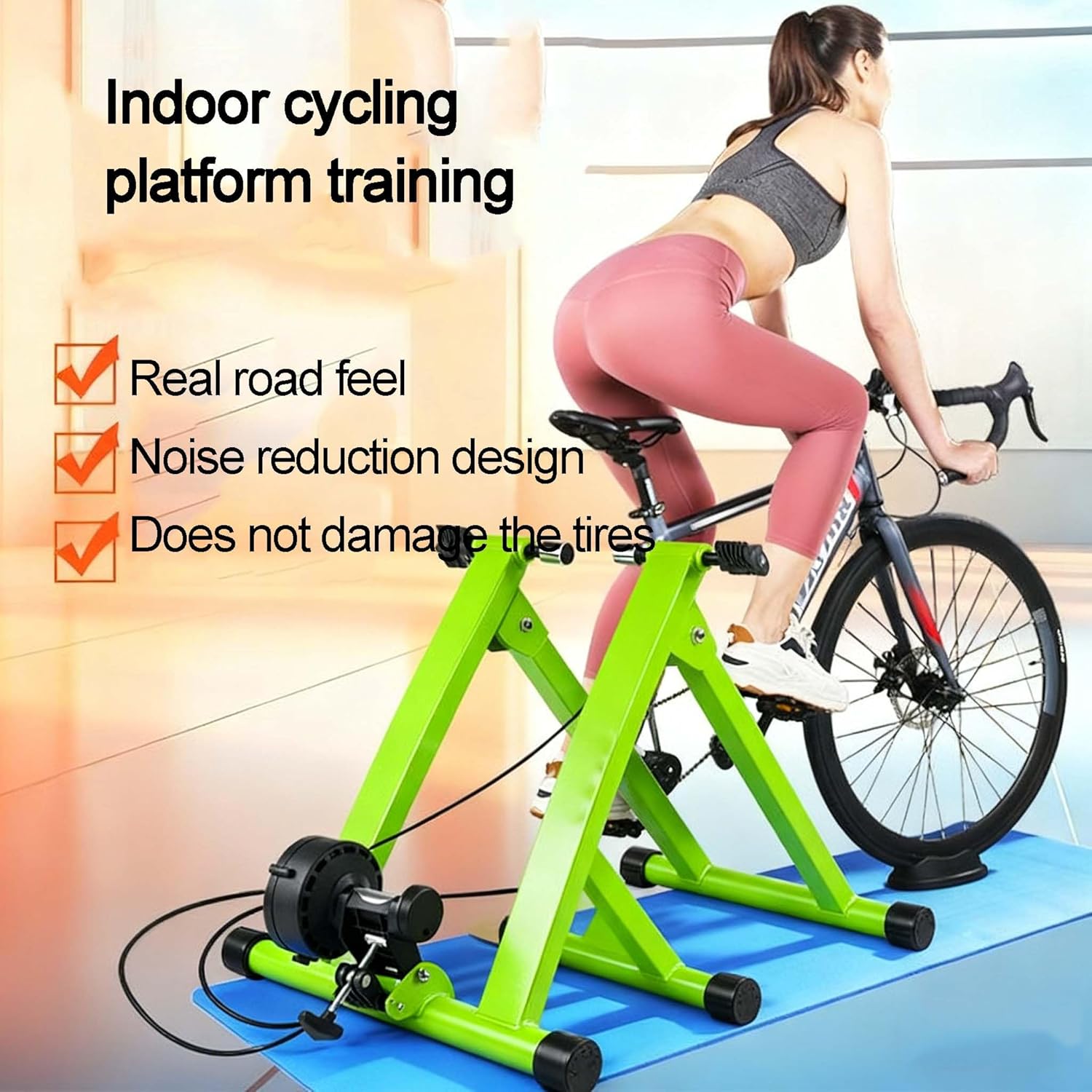 Bike Trainer, Bike Stand，Magnetic Resistance Cycling Training Station, 6-Level Adjustable Indoor Bicycle Exercise Trainer for Road & Mountain Bikes, Foldable Design with Quick Release for Home Use