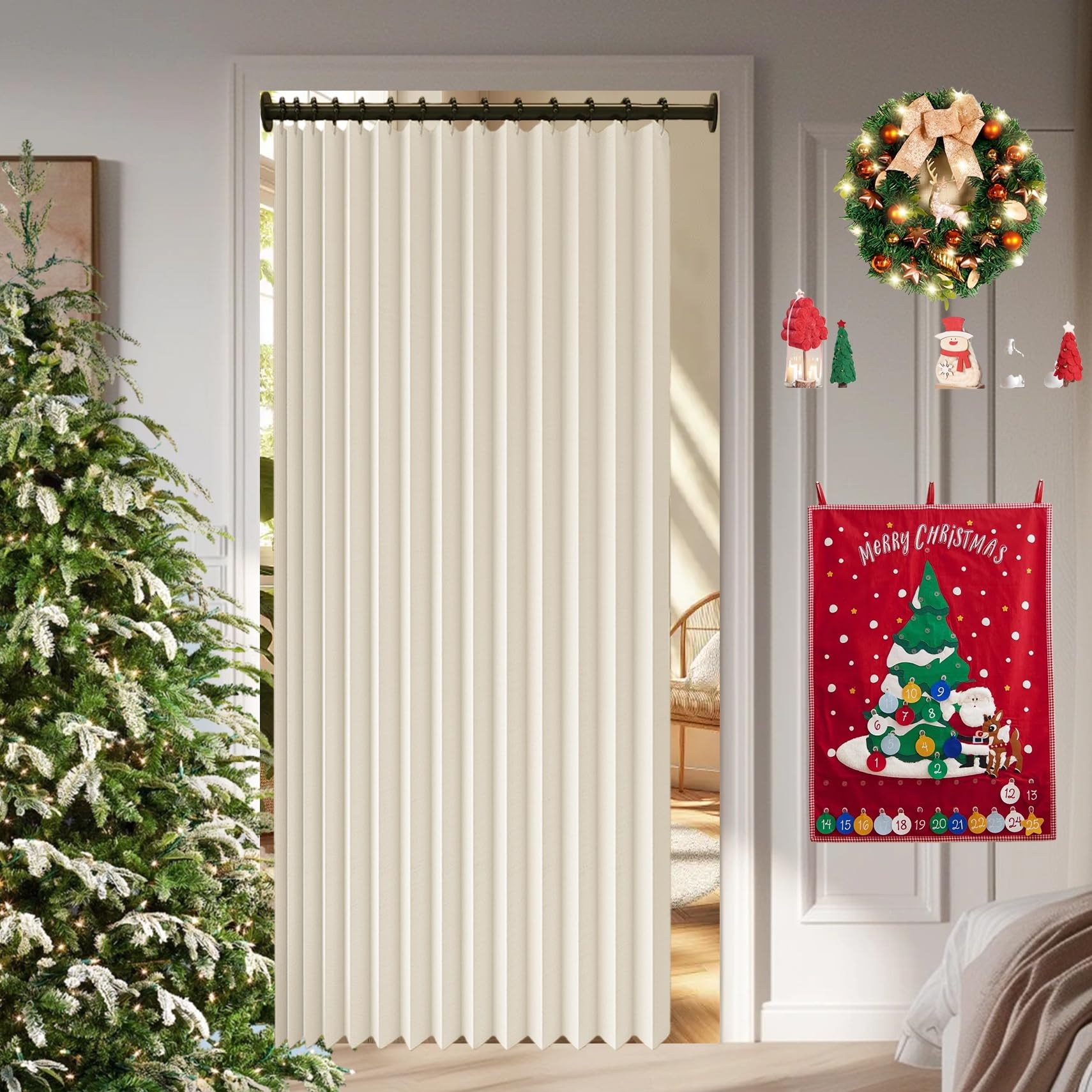 Rideau de porte pliant pour salon créez un espace cocooning thermique beige