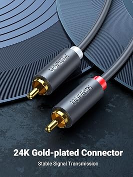 Ugreen 2RCA to 2RCA Ses Kablosu, 1 Metre, Antrasit
