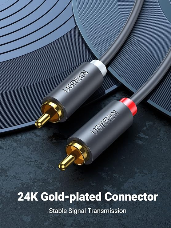 Ugreen 2RCA to 2RCA Ses Kablosu, 1 Metre, Antrasit