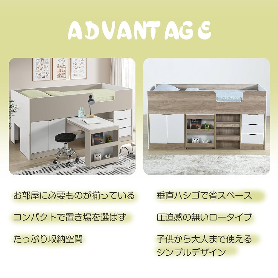 システムベッド ロフトベッド 階段付き木製高さ115cm ナチュラル+ホワイト Amazon｜STPZHXC ロフトベッド システムベッド 階段付き S 木製