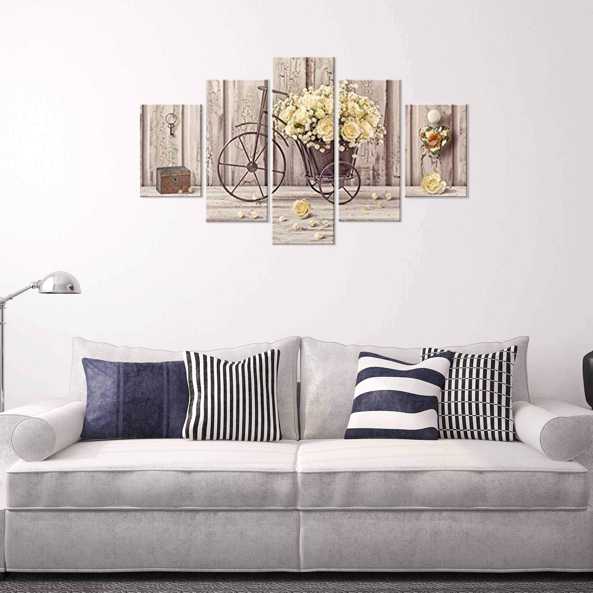 Lupia - Quadro Moderno Sacra Famiglia 5 Pezzi in Legno Vogue 66X115 cm Nativity Brown, per Soggiorno, Camera da Letto