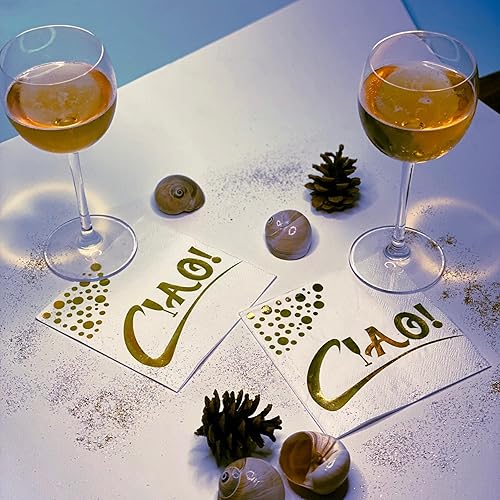 Miniatura 3 de LAISHAY Servilletas de cóctel Gold Sparkle de 3 capas, 5 x 5 pulgadas, plegadas, 10 x 10 pulgadas desplegadas, 50 unidades, desechables,