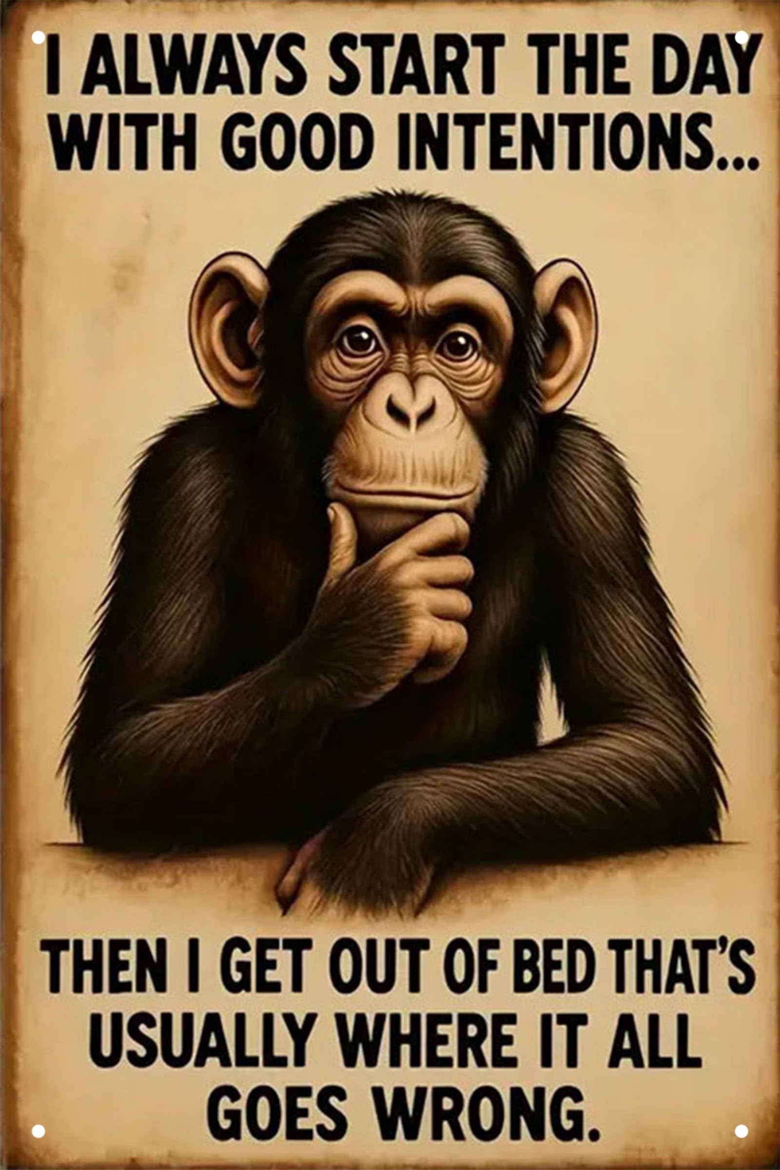 Formeyart Monkey Vintage Room Metal Sign,Retro Funny Home Tin Sign,Wall Aesthetics And Decor For Kitchen Bar Pub Club Cafe Living Room Restaurant Shop Office 8X12 Inches (Monkey)