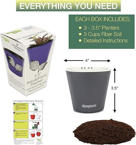 Miniatura 2 de Window Garden Minimacetas de riego automático Aquaphoric (paquete de 3)  Crece en el alféizar interior. Perfecto para plantar plantas pequeñas,