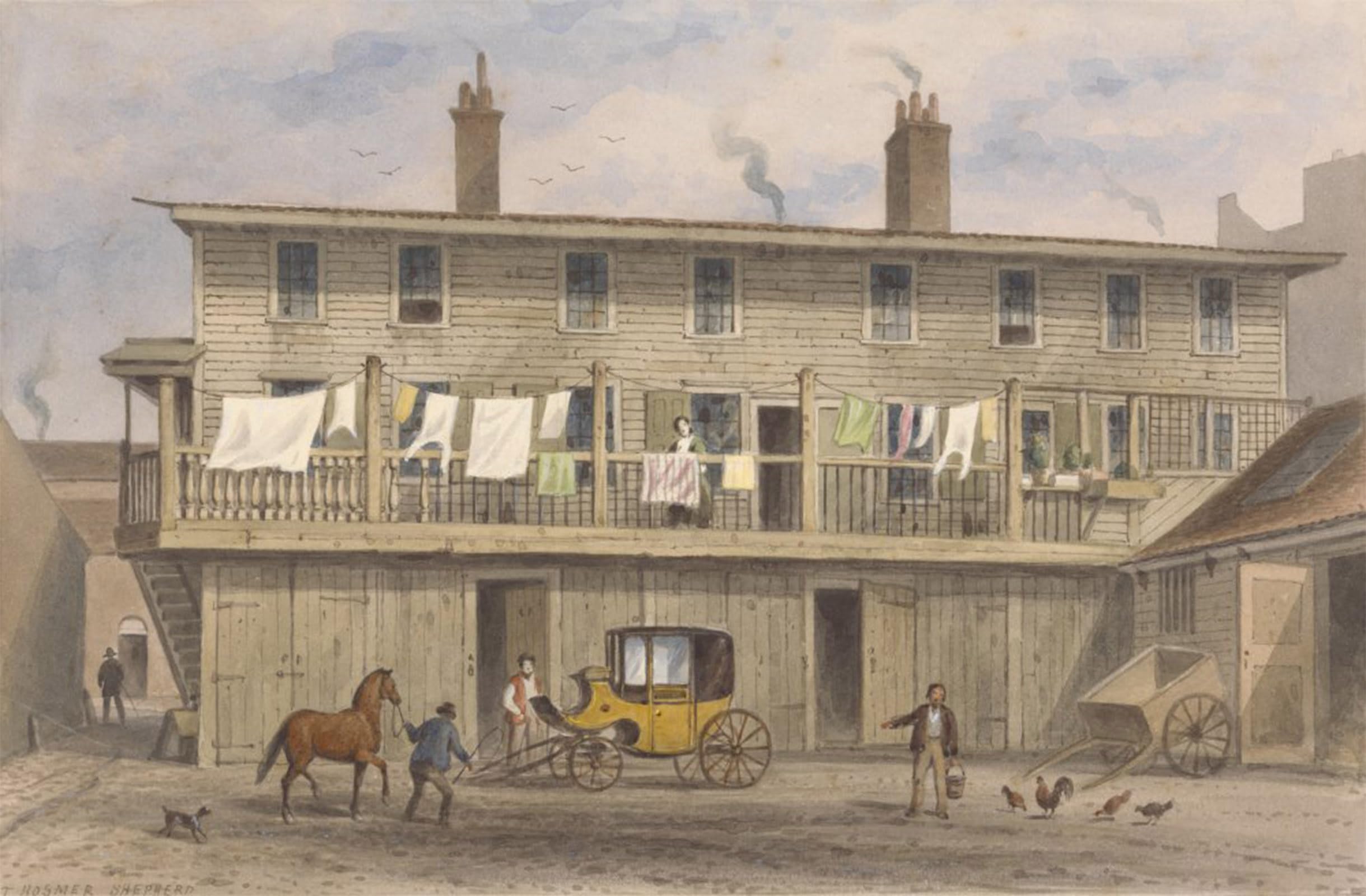ARTXLXXBN Famous Print Painting Colorful Art Print the Vine Inn Vine Yard Aldersgate in the City of London by Hosmer Shepherd Canvas Art Decorations for Home Decor 60x90cm