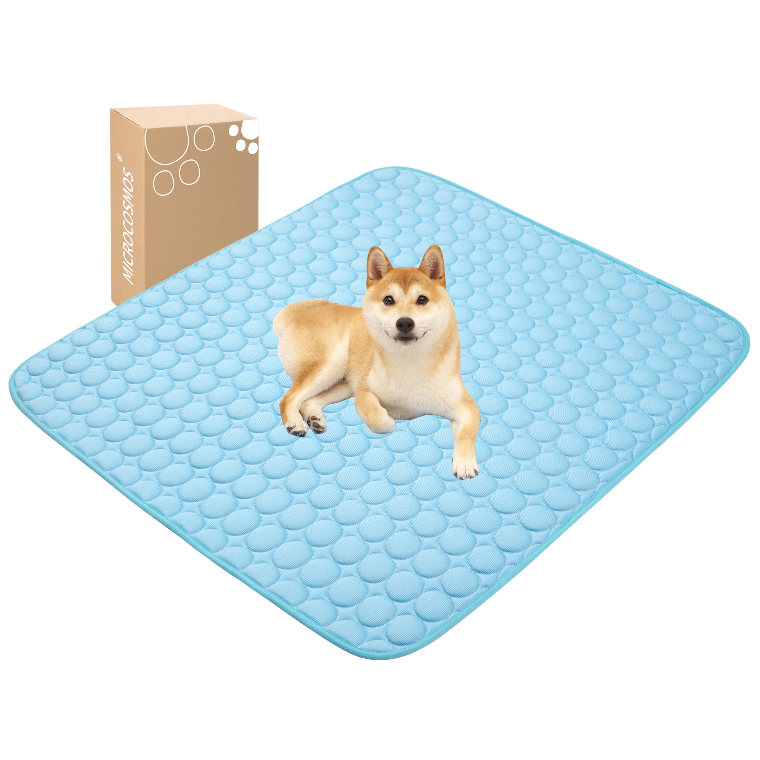 MICROCOSMOS Tapis rafraîchissant d'été et tapis de couchage - Dessus absorbant l'eau, matériaux sûrs, faciles à transporter, faciles à nettoyer. Garde au frais pour les animaux de compagnie, les