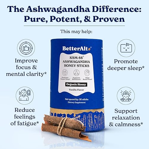 Miniatura 5 de Better Alt Ashwagandha & Shilajit Honey Sticks 2 Pack  Miel multiflora orgánica Shilajit del Himalaya pura y azafrán  60 palitos  Suplemento