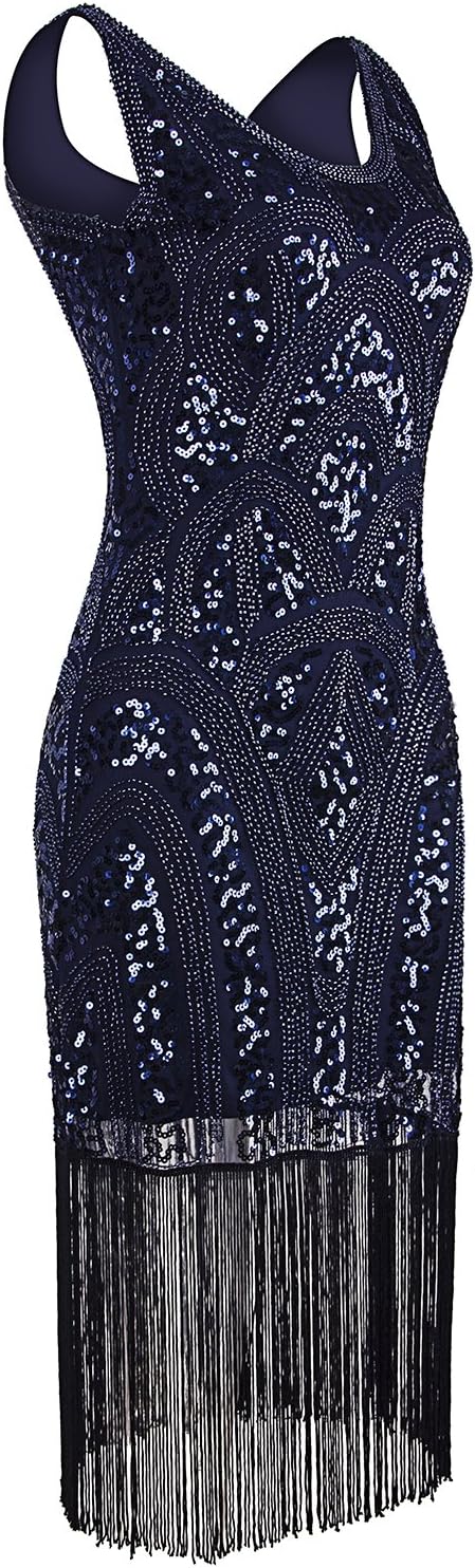 Vijiv 1920s Vintage Inspired Sequin Embellished Fringe Prom Gatsby Flapper Dress - Image 2