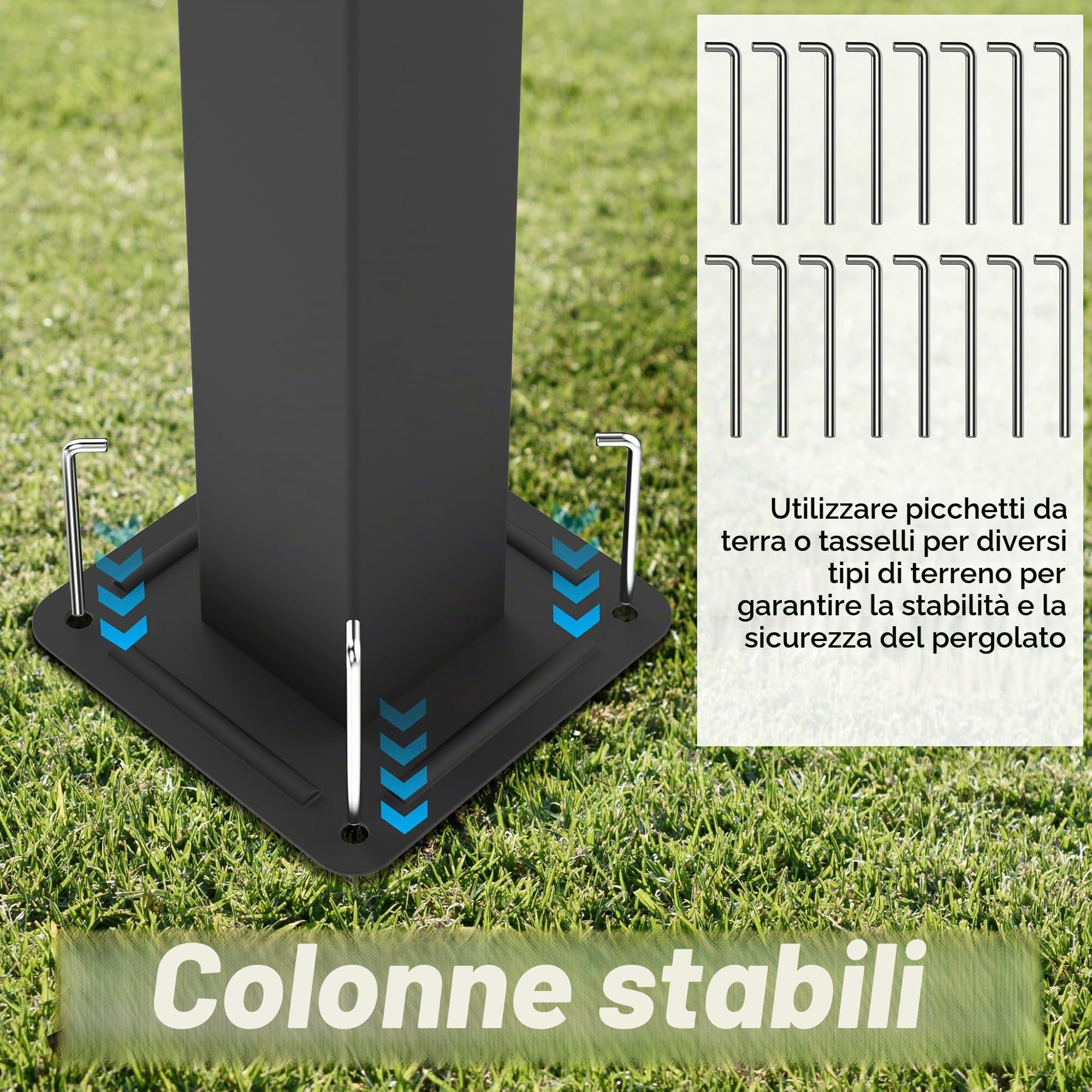 FIVMEN Pergola 3x3m, baldacchino impermeabile, stabile invernale, gazebo con ombreggiatura regolabile, protezione solare per giardino, terrazza e balcone, nero