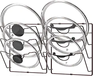 2 Pack - Simple Houseware Cabinet Door/Wall Mount Pot Lid Organizer Rack, Bronze