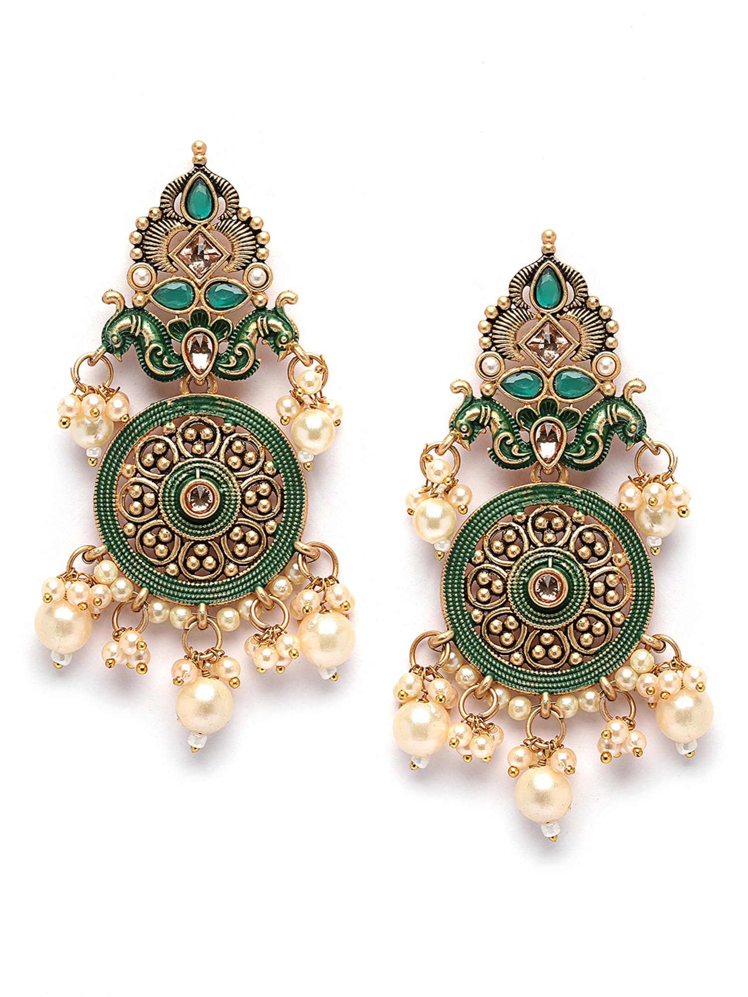 Karatcart Gold Plated Green Meena Kundan Dangler Earrings for Women (B0CJVCFBMG) Amazon Price History, Amazon Price Tracker