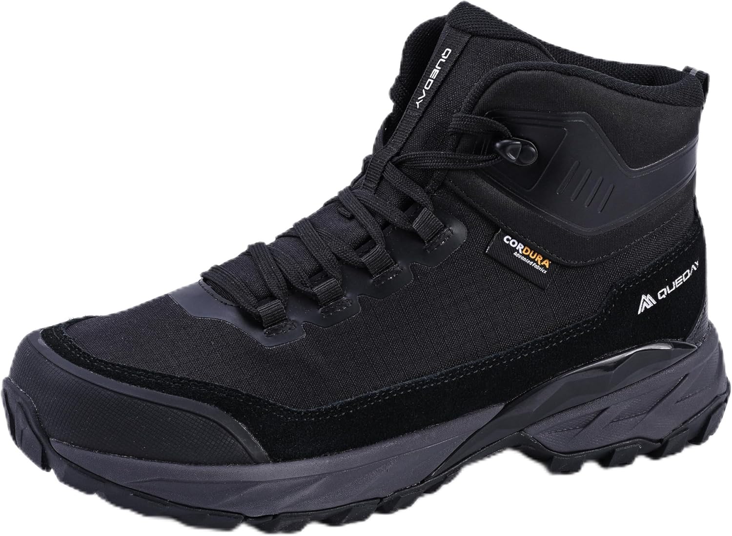 Queday Mens Waterproof Hiking Boots Lightweight Outdoor Cordura Walking Shoes Breathable Hike Trekking Trails Camping Climbing